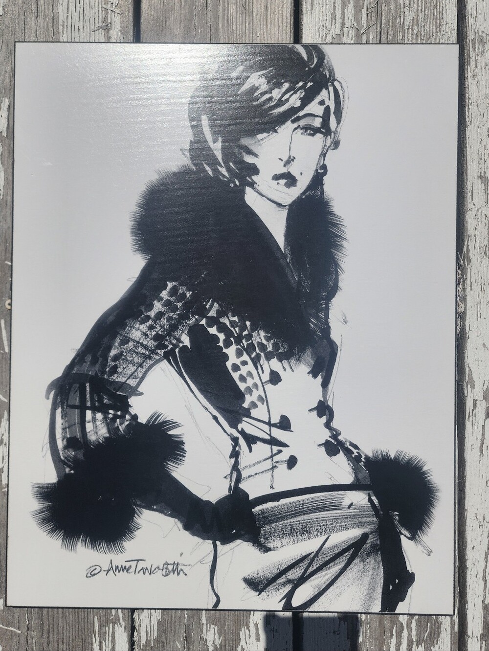 Vintage  Anne Tavoletti Parisian Fashion Wrapped Canvas 19.5" x 15.5"/ 1029
